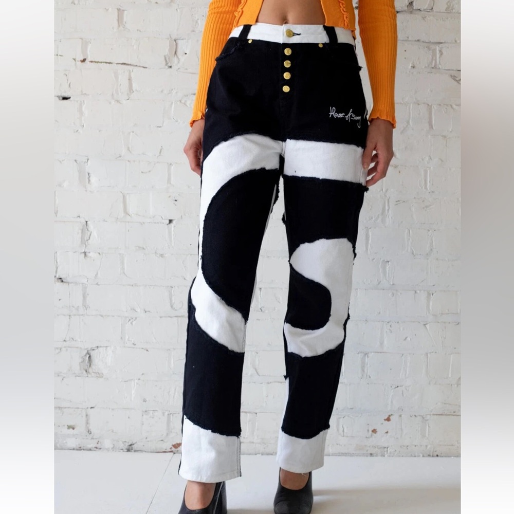 House of Sunny Across The Universe Patchwork Jessie Jeans Black/White Size 4